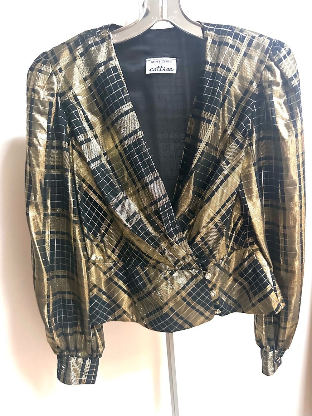 Vintage Metallic peplum Jacket in Black & Gold